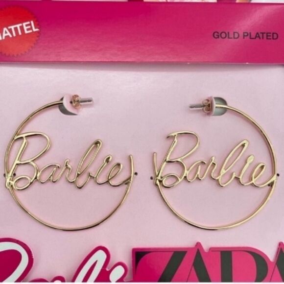 New Barbie Gold Plated Hoop Earrings - Picture 2 of 9